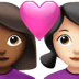 👩🏾‍❤️‍👩🏻 couple with heart: woman, woman, medium-dark skin tone, light skin tone display on Apple